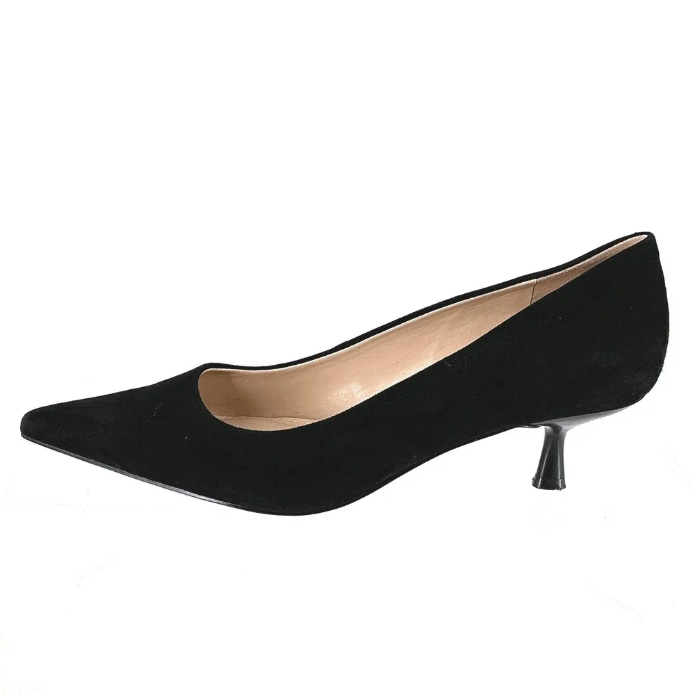 Marc Fisher LTD Size 8 Black Suede Pointed Toe Kitten Heel Pumps Womens - Picture 10 of 11